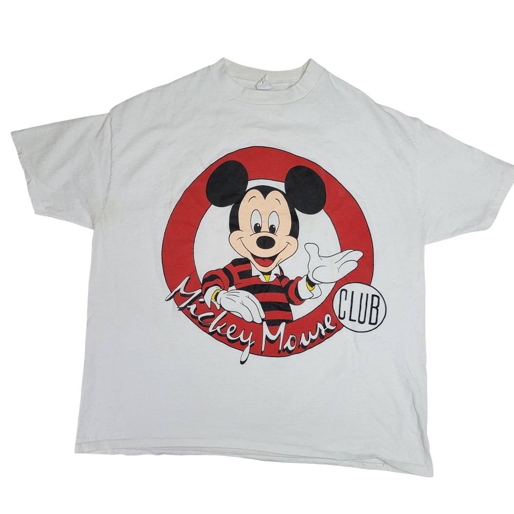 Vintage Disney Mickey Mouse Club T-Shirt White 4XL Made in USA Walt Disney Prod